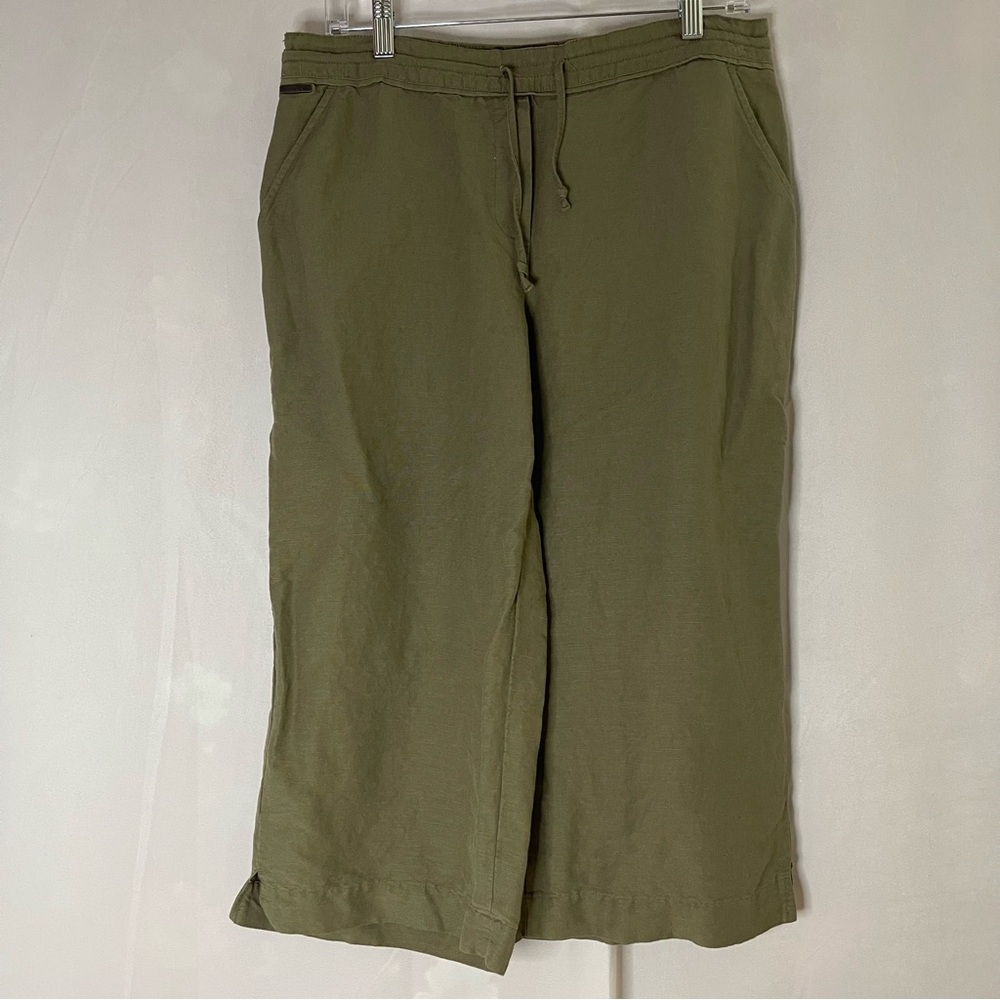 Calvin Klein Linen Army green Capri Medium‎